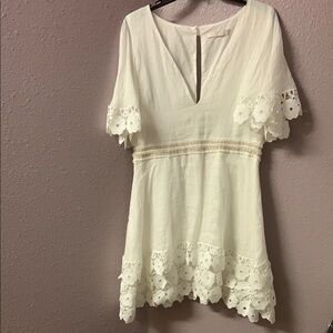 White Lace Trim Dress